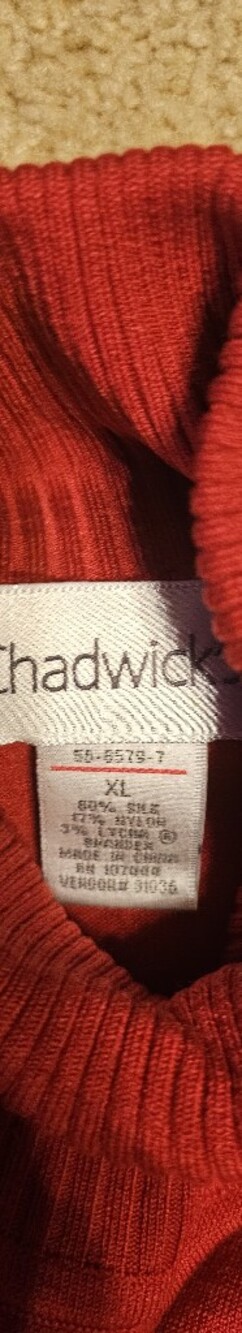 Chadwicks Red Ribbed Women's Turtleneck XL